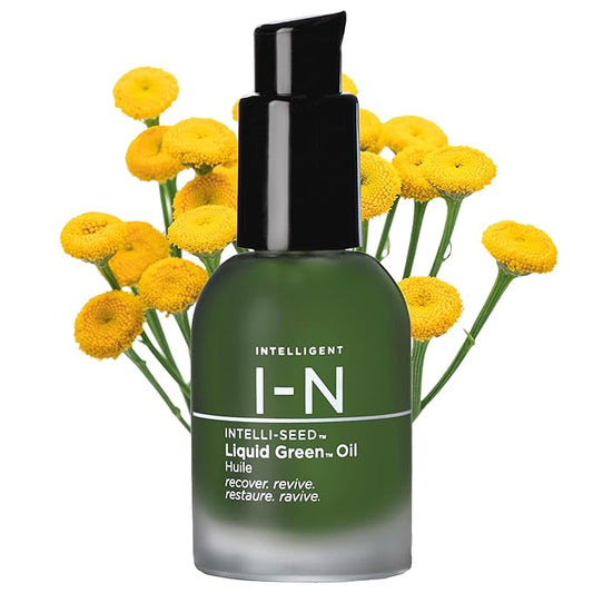 Intelligent Nutrients Liquid Green Face Oil - Lightweight Organic Facial Oil for Radiant Skin, Hydrating Oil Visibly Plumps Skin - Vegan - 1 Oz