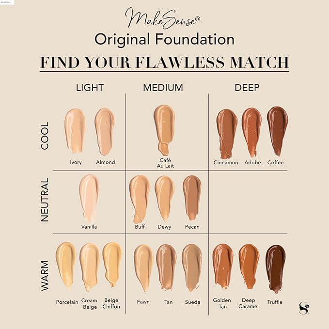 SeneGence MakeSense Original Foundation, Suede, 1 Fl Oz, Long-Lasting Oil-Free Formula with Skin-Nourishing Ingredients, Water-Resistant