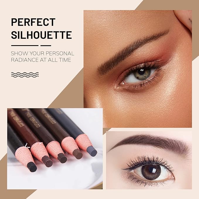 Ownest 6 Pcs Pull Cord Peel-off Eyebrow Pencil Tattoo Makeup and Microblading Supplies Set for Marking, Filling and Outlining, Waterproof and Durable Permanent Eyebrow Liner-Brown