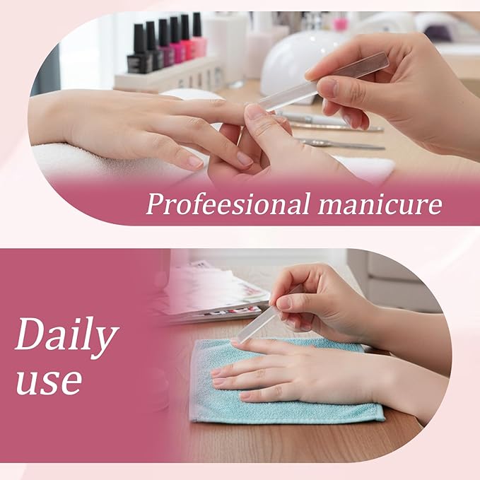 Glass Nail Files, 8 PCS Nano Nail File with Case Glass Nails Buffer for Natural Nails Women Shaping Buffing and Polishing