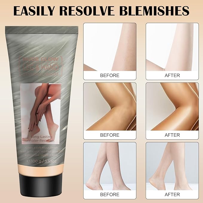 Waterproof Leg & Body Makeup Cream with Puff, Transfer-Resistant Full Coverage Concealer for Tattoos, Scars & Varicose Veins, Long-Lasting Natural Finish Foundation for All Skin Tones, 01