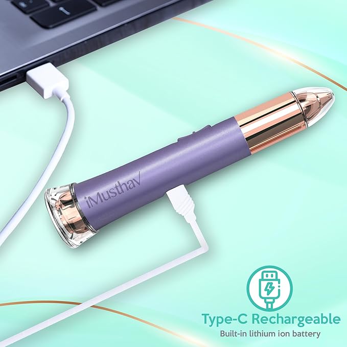 iMusthav 2 in 1 Eyebrow and Facial Hair Remover for Women Painless Electric Razor Epilator Trimmer Shaver with 18K Gold-Plated, USB Rechargeable, 360° LED for Flawless Eyebrow and Face Hair Removal