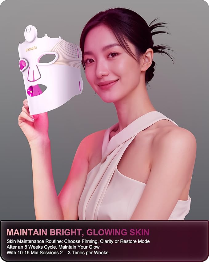 Lumefu Nimbus 3D FDA-Cleared Red Light Therapy Mask For Face 2026, Valentines Day Gift Anti-Aging & Acne Full Face Coverage 3 Treatment Modes 850nm NIR & Blue LED, Cordless Portable Home Use & Travel