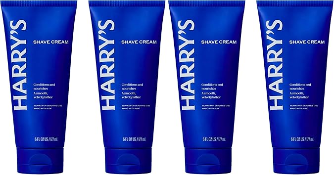 Harry's Shaving Cream for Men with Aloe and Eucalyptus - (4 Pack) 6 oz - Conditions Skin and Softens Facial Hair for Shaving - Safe for Sensitive Skin