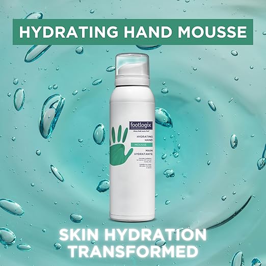 Footlogix Hydrating Hand Mousse with Dermal Infusion Technology® | Deep Hydration for Dry Hands | Urea-Enriched Formula | Fast-Absorbing | 4.23 ozl/119.9 g/125 ml