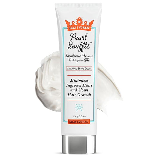 Shaveworks Pearl Soufflé Shaving Cream for Women – Soothing, Hydrating Shave Lotion for Legs, Underarms, Bikini Area – Reduces Irritation, Slows Future Hair Growth 5.3 Fl Oz