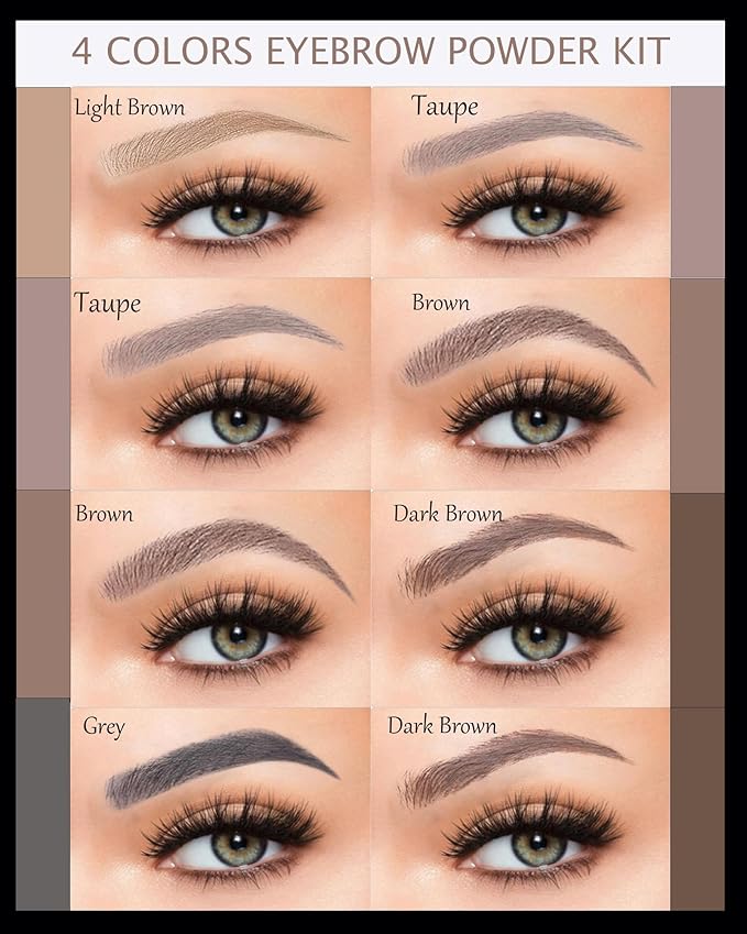 Eyebrow Powder Makeup Kit for Women,2 Colors Eye Brow Powder Waterproof Tinting Palette Long-Lasting,Taupe Brown Brow Fill&Sculpt Natural Eyebrow Contour for Sparse Brow with Brow Brush &Razor-02