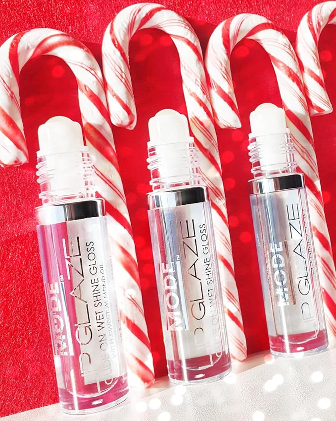 MODE Lip Glaze Flavored Lip Gloss PEPPERMINT Delicious Natural Peppermint Oil, Roll On Nourishing Wet Shine, Hydrating Moisturizing Skincare Fruit Oils, Made in NY USA