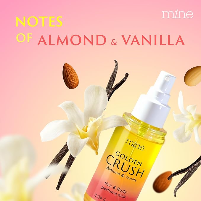 Mine Hair Perfume, Hair and Body Mist - Valentines Day Gifts for Teen Girls and Women - IFRA Safety Certificate, Long Lasting, Freshen Hair, Body & Pillows - Almond & Vanilla Scent - 3.04 oz