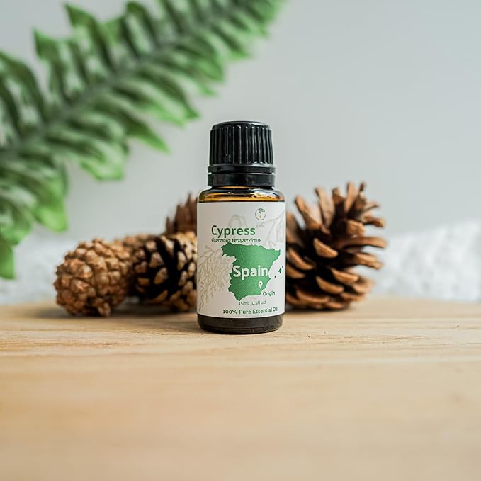 Cypress Essential Oil - Direct from Essential Oils SL in Mediterranean Spain - Aceite de Ciprés for Diffuser, 100% Pure Therapeutic Grade - Aromatheraphy, Skincare (15ml)