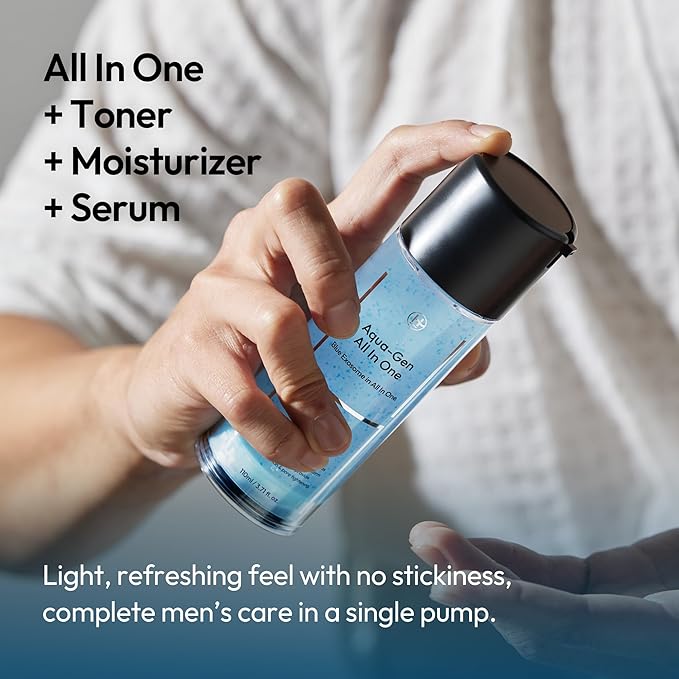 LAB BY He is_ Aqua-Gen Daily Face Moisturizer for men - Lightweight, Hydrating Fast-Absorbing Gel for Oily & Sensitive Skin, Oil Control & Pore Care Korean Skincare 3.71 fl oz.