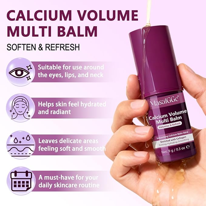 Calcium Multi Balm, 2-Pack Intensive Repair Cream & Collagen Moisturizing Stick, Anti-Aging Face Cream for Wrinkles, Firming & Hydrating for Eyes, Neck, Face, 9g