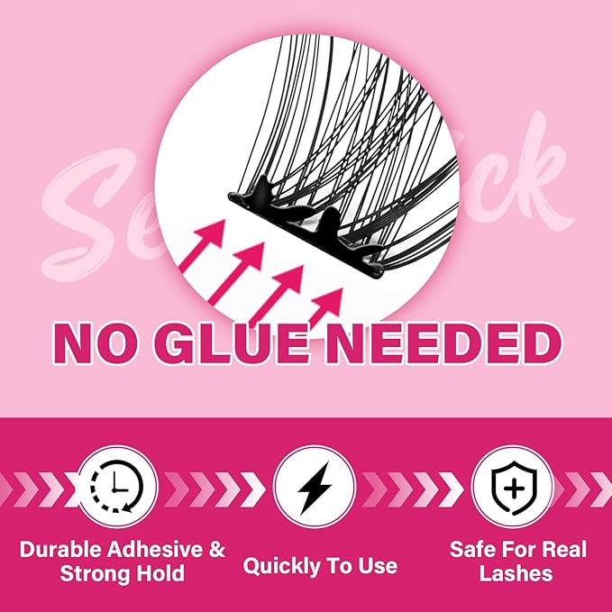 Self Adhesive Eyelashes 48Pcs Lash Clusters Press On Lashes Self Stick Cluster Lashes Pre Glued Eyelash Clusters No Glue No Remover Needed Easy to Apply Save Time (Begonia,D-10-18mix)