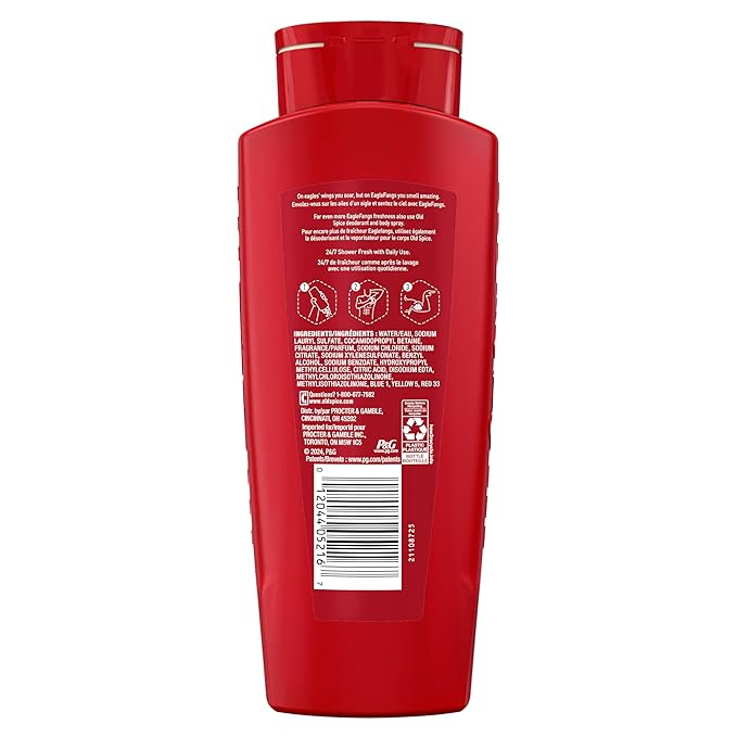 Old Spice Cleansing Body Wash for Men, 3X Defense, 24/7 Shower Fresh with Lasting Scent, 2-in-1 Body & Face Wash, Eaglefangs with Fresh Cloud Scent, 24 oz (Pack of 4)