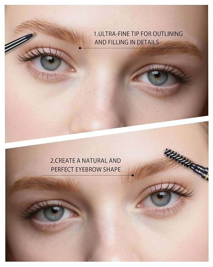 SUMEITANG Light Brown Eye Brow Pencils for Women, 6Pcs Waterproof Eyebrow Pencil, 1.5mm Micro-Fine Tip & Spiral Brush with Brow Razors Perfect for Creating a Natural and Delicate Eyebrow Look Makeup