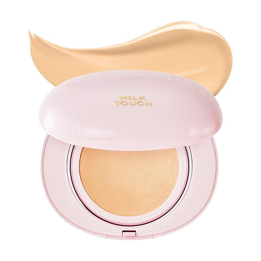 milktouch Cushion Foundation, 24H Flawless Skin, Radiant Shine, No Oxidation, Long-Lasting, Non-Creasing, 60% Hydrating Skincare Infused Korean, Stocking Stuffers, Christmas Gifts (23W Vanilla Beige)