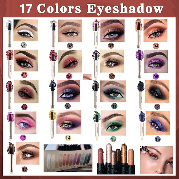 Silver Smokey Grey Gray Eyeshadow Stick, Cream Smooth Single Shimmer Eyeshadow Pencil, Hypoallergenic Waterproof Long Lasting Multi-Dimensional Eye Shadow Highlighter Stick(Moon Silver Shimmer #10)