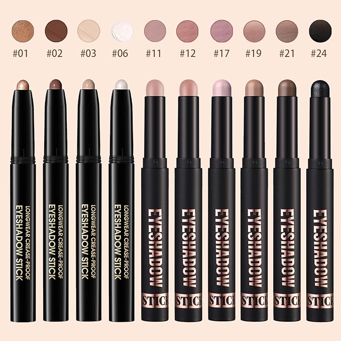 Matte Cream Eyeshadow Stick, Waterproof Eye Shadow Stick, Long-Lasting and Blendable High Pigmented Single Eyeliner Makeup for Women, 11 Rose Nude