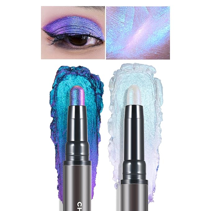 CHARMACY Multichrome 2 in 1 Cream Eyeshadow Stick, Waterproof Eye Brightener Highlighter Stick Makeup, High Pigmented, Smudge-Proof, Vegan & Cruelty-Free (#904)