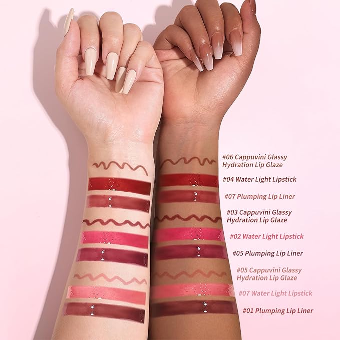 KIMUSE 3PCS Lip Combo Set - Matte Lip Liner Pencil + Hydrating Tinted Lip Balm + Juicy Lip Gloss Tint, Non-Sticky, Long-Lasting, High Pigment Lip Makeup Kit (Berry Mousse Set)