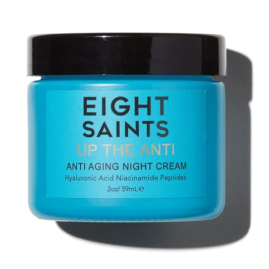 Eight Saints Skin Care Up the Anti Night Cream Face Moisturizer to Reduce Fine Lines and Wrinkles, Natural and Organic Anti Aging Cream For Face & Neck with Niacinamide and Hyaluronic Acid, 2 Ounces