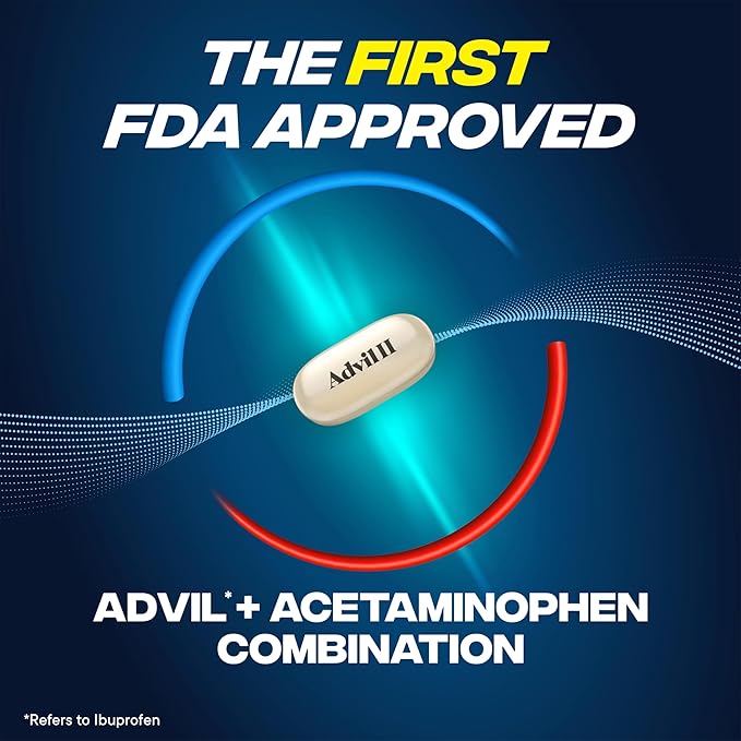 Advil Dual Action Coated Caplets, 125 Mg Ibuprofen and 250 Mg Acetaminophen per Dose (2 Dose Equivalent) for 8 Hour Pain Relief - 216 Count