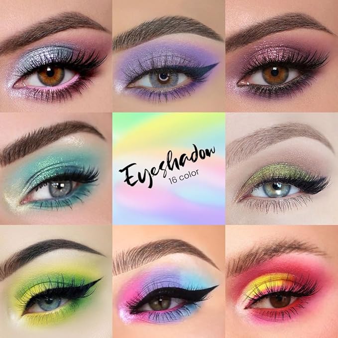 16 Colors Eyeshadow Palette,Matte&Glitter&Shimmer Eyeshadow Makeup,Naturing-Looking,High Pigment Waterproof Eye Shadow Palette Makeup, 100% Cruelty-free (01#Green Series)