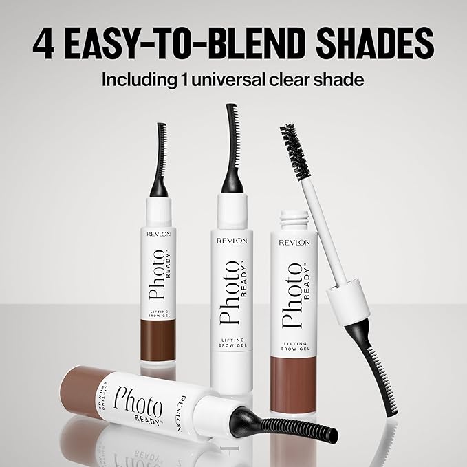 Revlon PhotoReady Lifting Brow Gel, Tinted Eyebrow Lamination with Spoolie Brush, Conditions, Shapes & Defines, 804 Rich Dark Brown, 0.23 fl oz