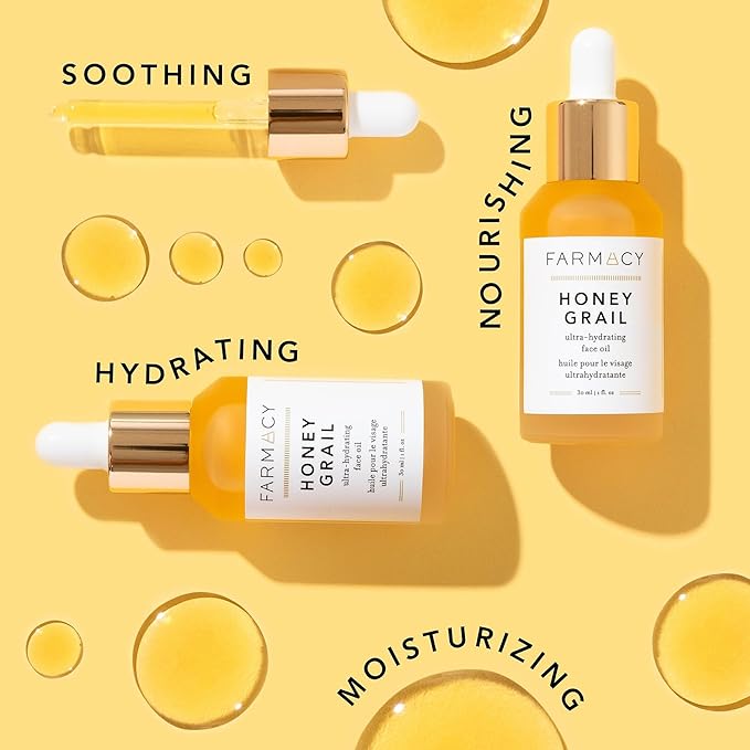Farmacy Hydration Duo - Honey Grail Nourishing Face Oil (30ml) + Honey Halo Hydrating Ceramide Moisturizer (50ml) for Moisturized, Healthy, Radiant Skin