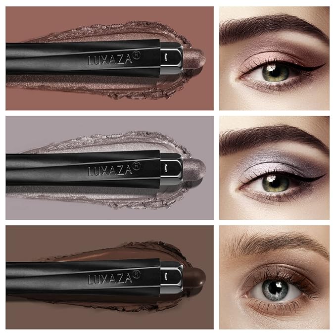 3PCS Eyeshadow Stick,Matte And Shimmer Neutral Cream Eye shadow Pencil Crayon Brightener Makeup with Crease-proof Formula,Waterproof & Long Lasting Eye Shadow And Eyeliner Pen Sets