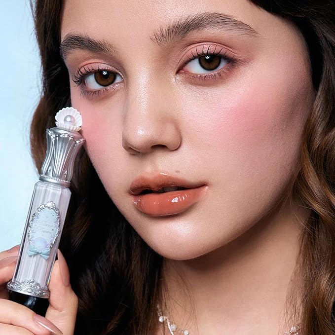 Flower Knows Shell's Jewel Nourishing Lip Glaze,Hydrating Terracotta Nude Lip Gloss with Hyaluronic,Moisturizing Plumping Oil,Non-Sticky for Girls & Women,0.16 Fl.Oz(P07 Salty Lychee)