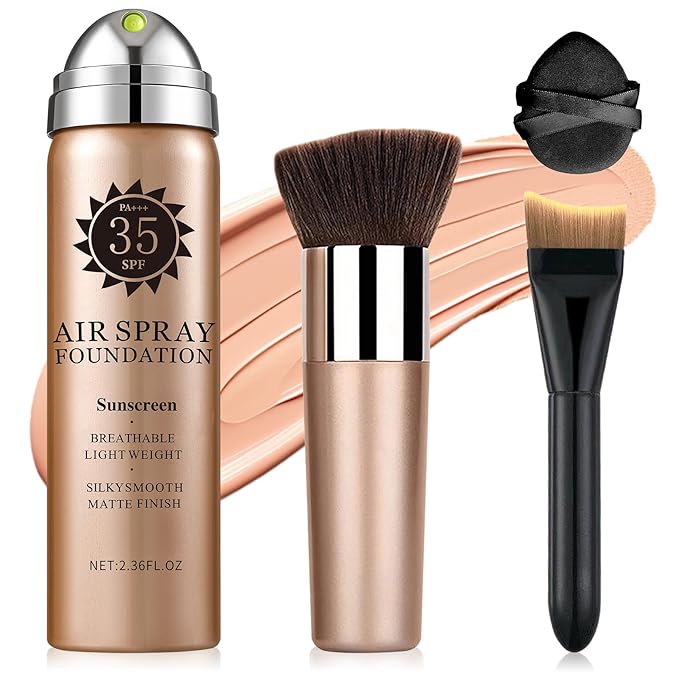 Air Brush Makeup Foundation,Magic Minerals Airbrush Foundation Makeup,Silk Flawless,Buildable Coverage,Moisturizing Formula for Smooth Radiant Skin,01 Natural/Warm Porcelain（Sunscreen）