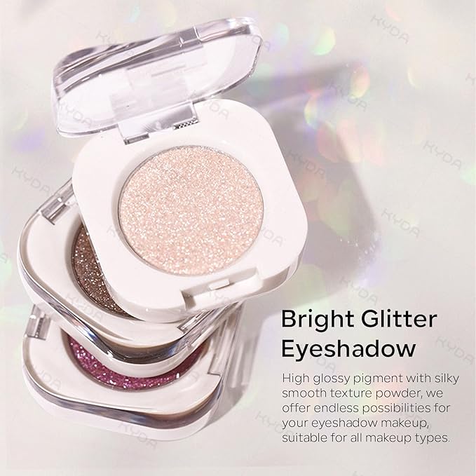 KYDA Single Glitter Eyeshadow, Pale Champagne Sheer Glow Eyeshadow, Ultra-fine Lightweight Powder, Multiuse Blendable Formula, Daily Glossy Eyes Makeup, Weaving Maid