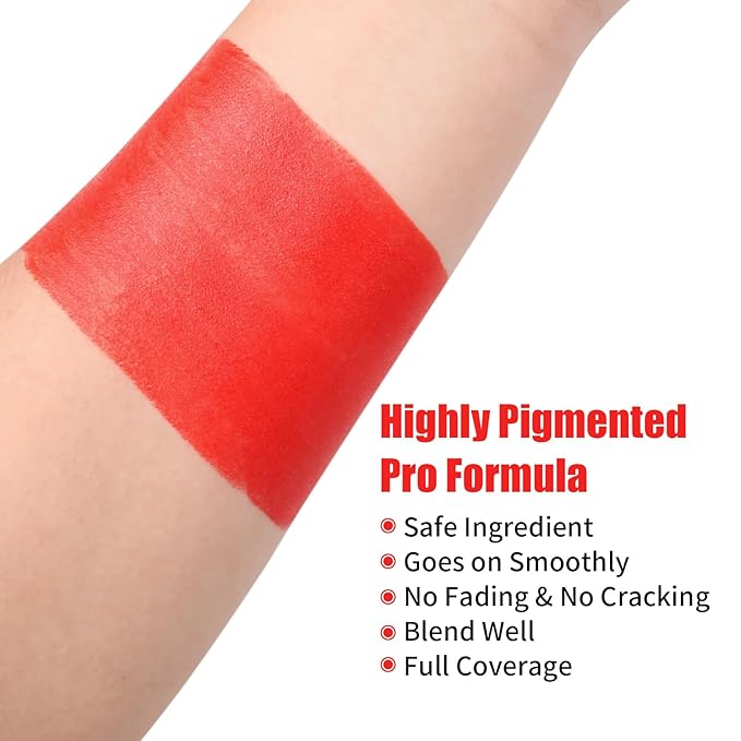 Red Face Paint Stick, Portable Eye Black Stick for Sports, Full-coverage Cream Face Paint for Halloween SFX Makeup Cosplay Joker Costume Parties