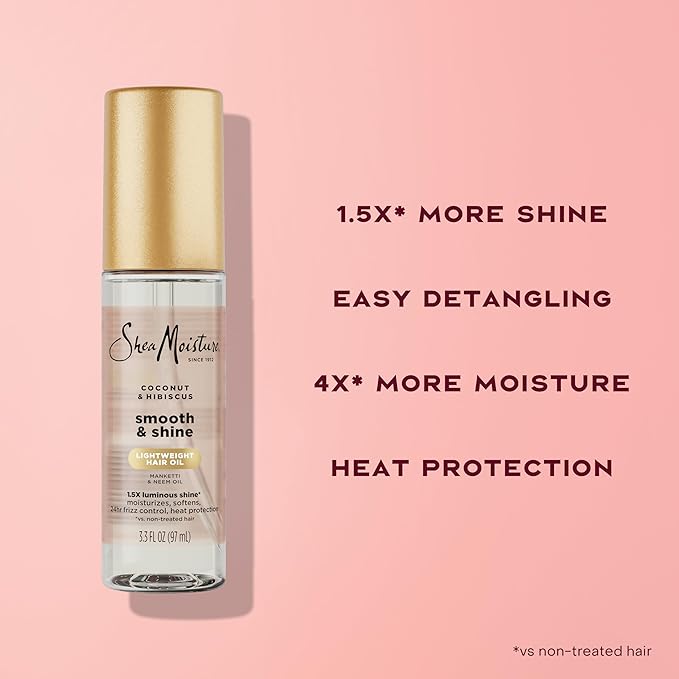 Shea Moisture Coconut & Hibiscus Smooth & Shine Oil Coconut & Hibiscus Softens And Hydrates Hair With Manketti And Coconut Oil For A Lightweight Texture 3.3 Fl Oz