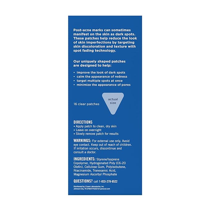 PanOxyl Blemish Brightening Patches: Dermatologist-Recommended, Help Fade Post-Acne Dark Spots and Reduce Redness, Large Clear Patches Cover a Bigger Area, Vegan & Latex-Free, 16ct