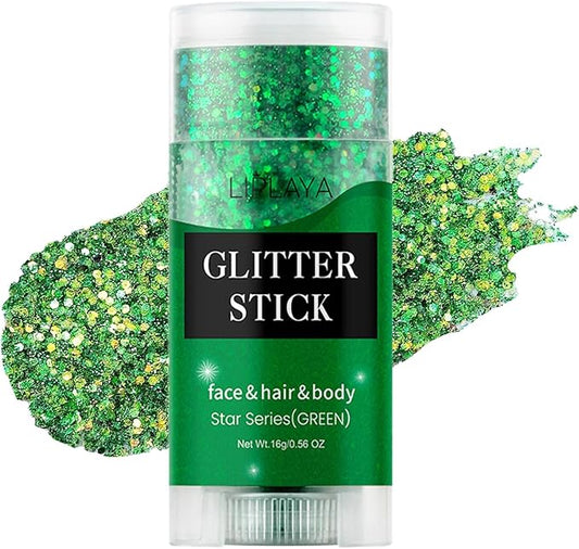 Green Face and Body Glitter Stick,Holographic Neon Accessories Outfit Singer Concert Sparkling Festival Rave Glitter Makeup