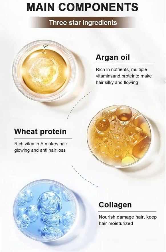 REYMIL Collagen Hair Mask - Deep Conditioning Treatment with Argan Oil - Repairs Dry & Damaged Hair, Softens & Adds Shine, and Fights Frizz - For All Hair Types - 500ml / 16.9 oz