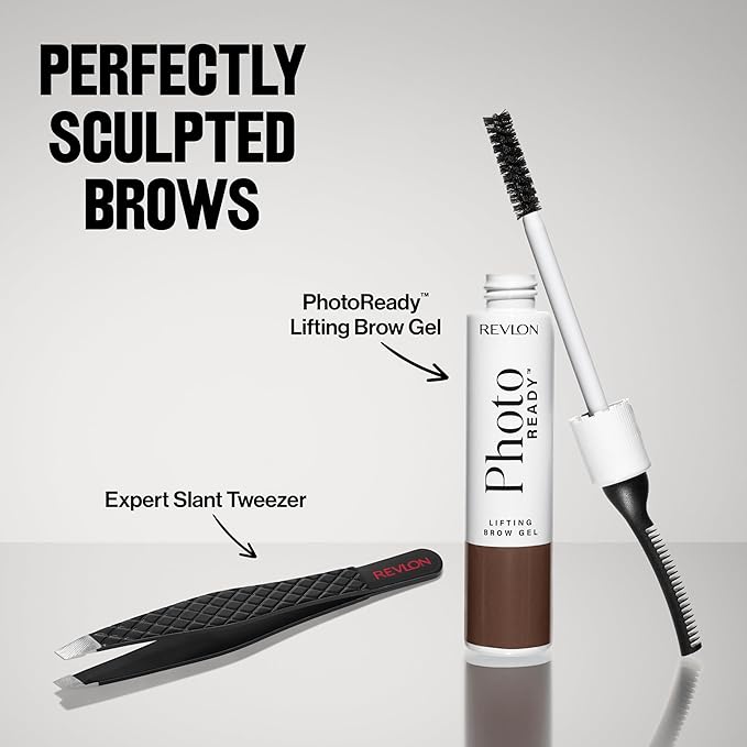 Revlon PhotoReady Lifting Brow Gel, Tinted Eyebrow Lamination with Spoolie Brush, Conditions, Shapes & Defines, 801 Clear, 0.23 fl oz