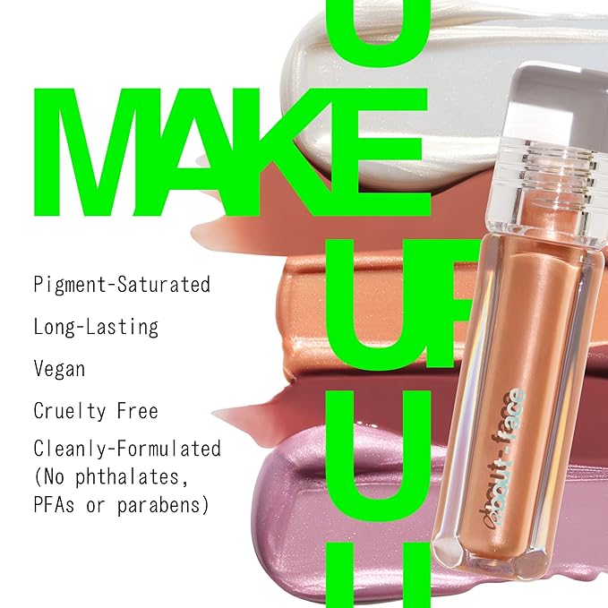 about-face Light Lock Lip Gloss Such Great Heights – Non-Sticky, High-Shine Lip Oil Gloss with Coconut Oil, Peppermint & Lavender – Vegan, Cruelty-Free, Clean Beauty – 0.21 oz (Shimmering Pale Peach)