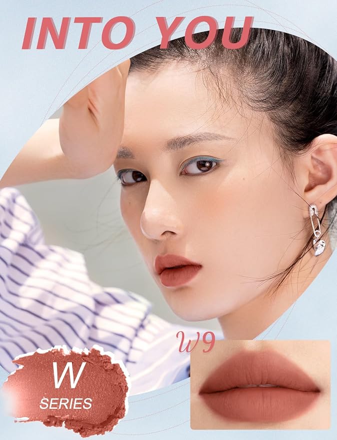 INTO YOU Matte Lipstick, Super Stay Lipstick for Women, Lip Stain Long Lasting Waterproof, Lip Mud Soft Lightweight, Smooth Lip Clay Mousse, Dual-Use For Lips And Cheek, Red Lipstick (W9)