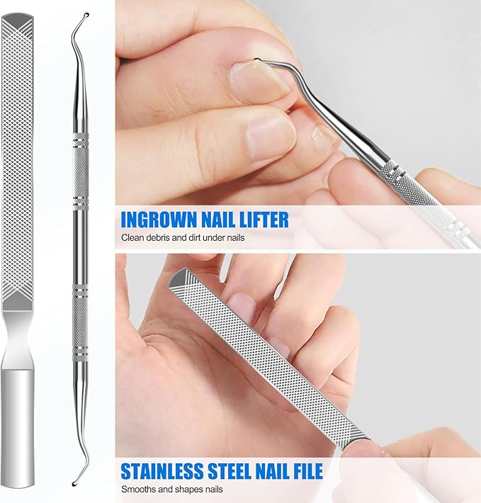 Toenail Clippers for Thick Toenails for Seniors, Angled Large Toe Nail Clippers Set for Men, Heavy Duty Ingrown Toenail Clippers with Wide Opening, Long Handle, Ergonomic Head, Gifts for Men & Women