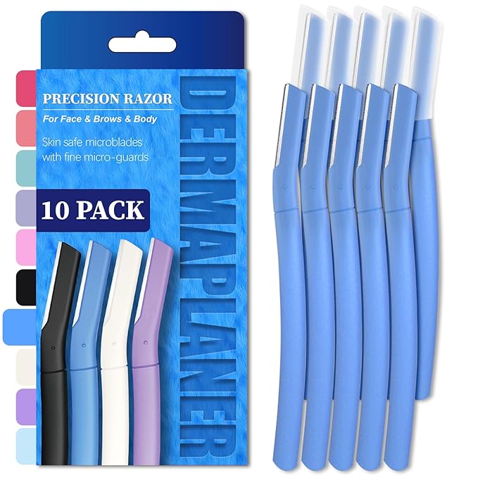 Dermaplane Razor, Face Razors for Women, Dermaplaning Tool with Microblades for Face, Gentle Facial Exfoliation, Peach Fuzz Removal and Eyebrow Shaping, Skin Care Tool for Smoother Skin, Navy