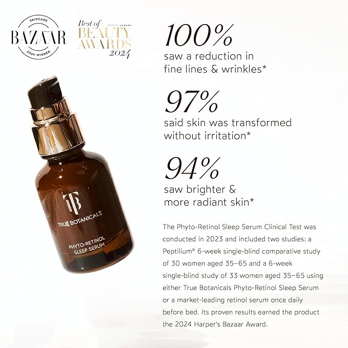 True Botanicals Phyto Retinol Sleep Serum | Nightly Anti-Aging Serum | Retinol Alternative | Targets & Reduces Fine Lines & Wrinkles | Dermatologist Tested, All Natural, Vegan | 1 fl oz | 30 ml