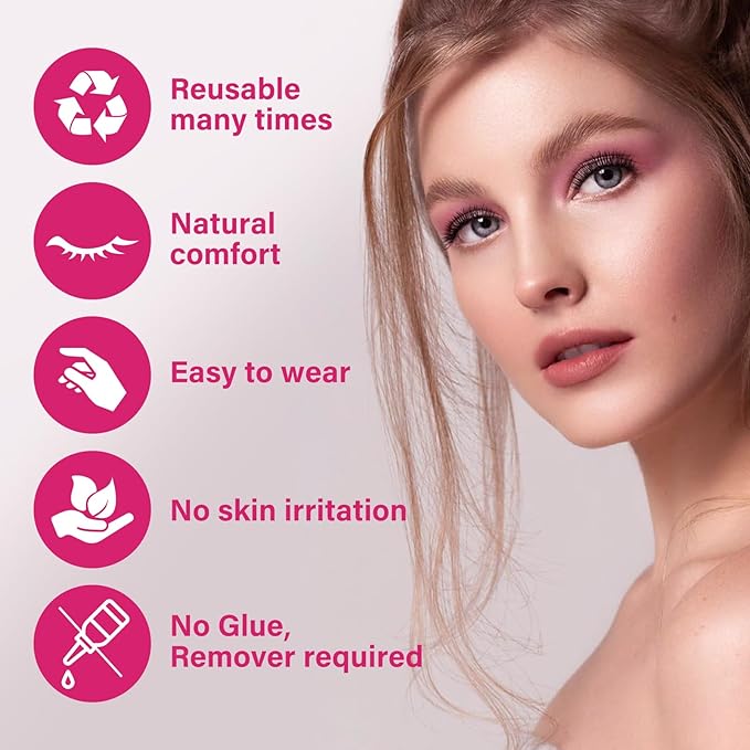 Magnetic Eyelashes Long Lasting And Reusable Magnetic Lashes 2 Pair 4 Magnets No Glue Needed False Eyelashes Waterproof,Cruelty Free,Easy To Wear(2 pair,Intimacy+Elation)