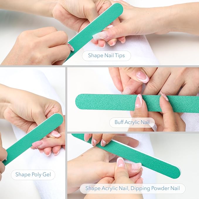 GazePlus Nail File, 50 PCS Fingernail Files 7" Long 100/100 Grit Emery Boards for Nails - Professional Nail Files Washable for Acrylic, Gel, Dip Powder, and Poly Gel Nail - Coarse/Rough Grit
