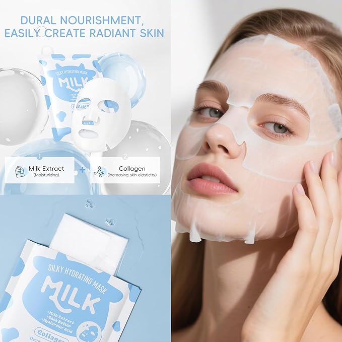 Milk Skincare Set for Kids & Teens,12 IN 1 Moisturizing & Gentle Milk Skin Care for Teens 10-12, Kids Skin Care Set for Girls Ages 8-12, Milk Extract Face Skincare for Girls 10-12,All Skin Types,12PCS