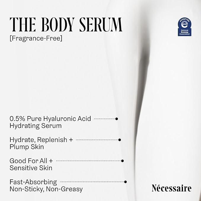 Nécessaire The Body Serum - Hydrating Serum With Hyaluronic Acid, Niacinamide + Ceramides. Dermatologist-Tested. Hypoallergenic. Approved By The National Eczema Association. 150 ml / 5.1 fl oz.
