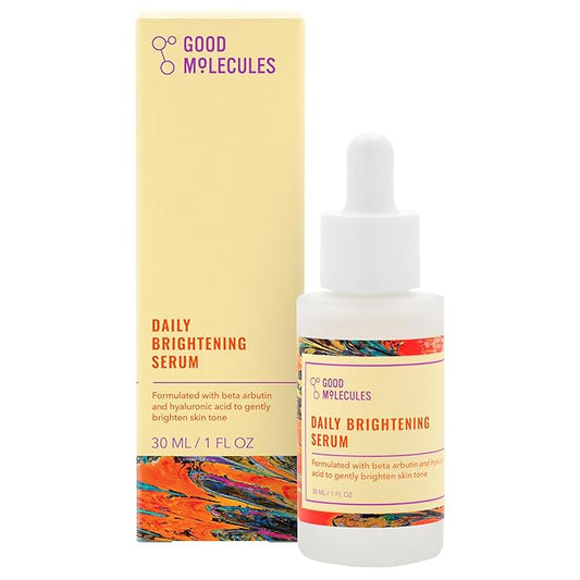 Good Molecules Daily Brightening Serum with Beta Arbutin 3% & Hyaluronic Acid – Brightening Serum for Dark Spots & Uneven Tone, Face Skincare, 1 fl oz (30 ml)
