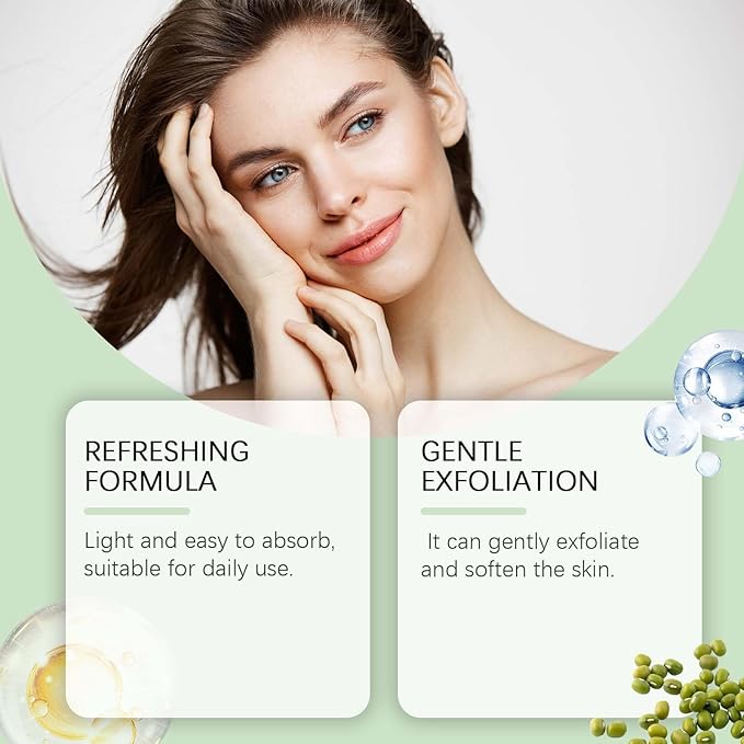 Clean & Glow Mung Bean Ampoule - Gentle Exfoliating Facial Essence with Phaseolus Radiatus Extract， Smooths Skin Texture， Softens & Hydrates, 30ml